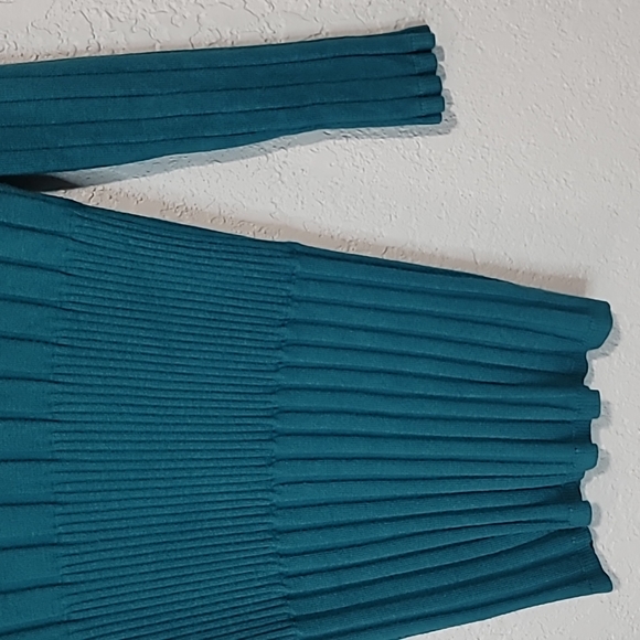 Joseph A Teal V Neck Button Up Thick Ribbed Sweater Sz. L - Picture 5 of 7